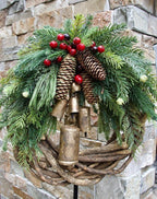 Christmas Wreath 17-Inch Vine Base Golden Bells