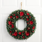 Christmas Wreath 20-Inch Wood Curl Design Real Pinecones