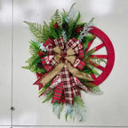 Christmas Wreath Faux Evergreens Red Accents