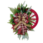 Christmas Wreath Faux Evergreens Red Accents