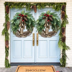 Christmas Wreath Pinecones Berries & Golden Bells 17-Inch Outdoor-Safe