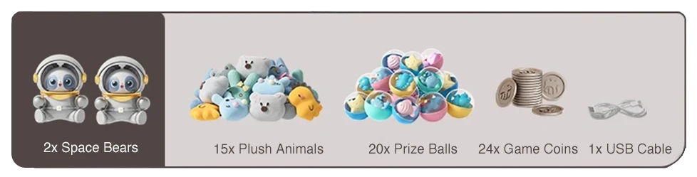 Claw Machine Arcade-Style Joystick 35 Prizes & 24 Coins