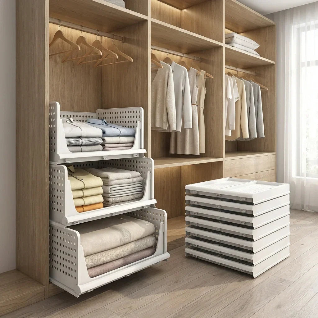 Closet Organizer 3-Tier Stackable Perforated Side Panels