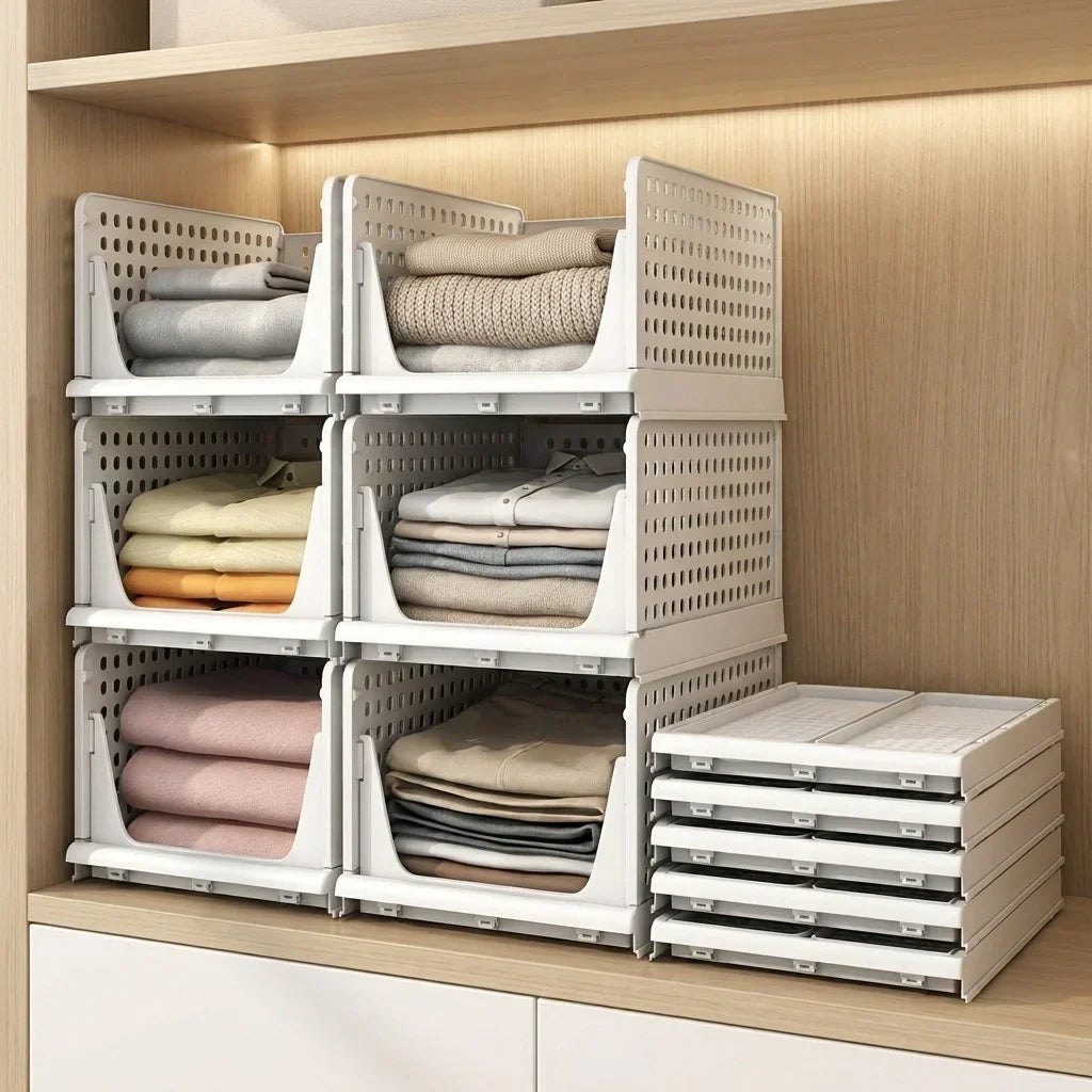 Closet Organizer 3-Tier Stackable Perforated Sides & Reinforced Frame