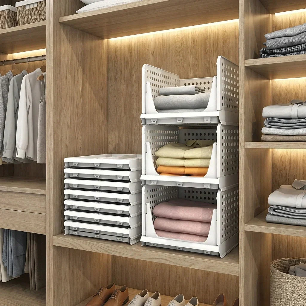 Closet Organizer 3-Tier Stackable Perforated Sides & Reinforced Frame