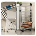 Clothes Drying Rack Stainless Steel Foldable With 4 Shoe Shelves