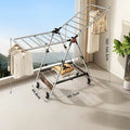 Clothes Drying Rack Stainless Steel Foldable With 4 Shoe Shelves