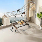 Clothes Drying Rack Stainless Steel Foldable With 4 Shoe Shelves