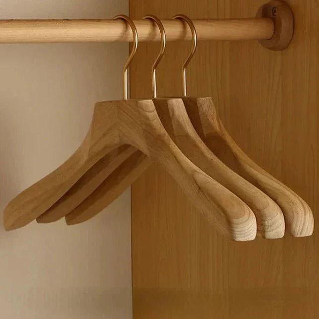 Clothes Hangers Wooden Wide Set of 3