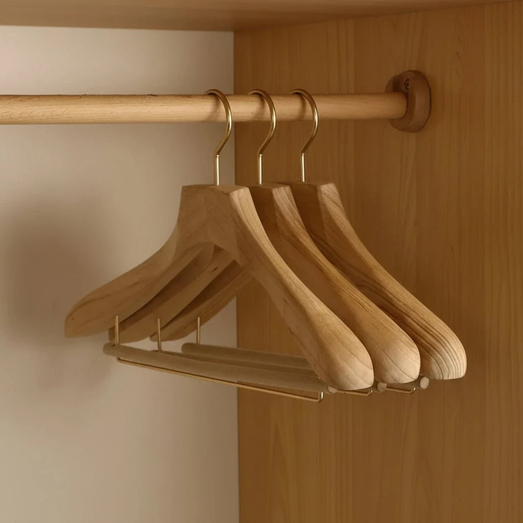 Clothes Hangers Wooden Wide Set of 3