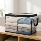 Clothing Storage Box Transparent & Foldable Double Zipper
