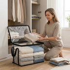 Clothing Storage Box Transparent & Foldable Double Zipper
