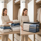 Clothing Storage Box Transparent & Foldable Double Zipper