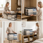 Clothing Storage Box Transparent & Foldable Double Zipper