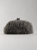 Clutch Bag Plush Fur Texture Secure Clasp Closure