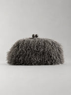 Clutch Bag Plush Fur Texture Secure Clasp Closure