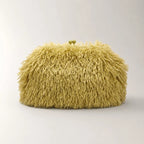 Clutch Bag Plush Fur Texture Secure Clasp Closure