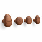 Coat Hooks Solid Wood Pebble Set of 4