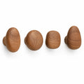 Coat Hooks Solid Wood Pebble Set of 4