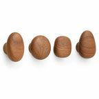 Coat Hooks Solid Wood Pebble Set of 4