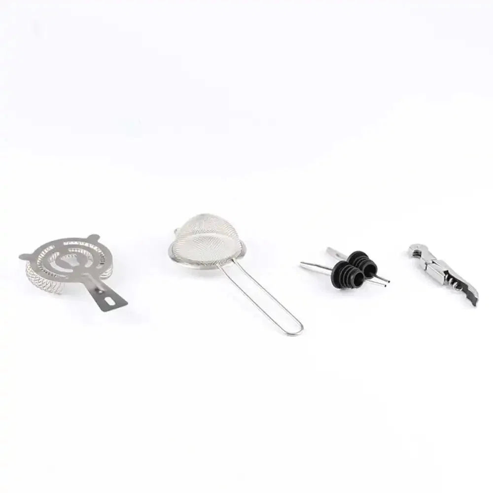 Cocktail Set Stainless Steel Tools & Wooden Stand