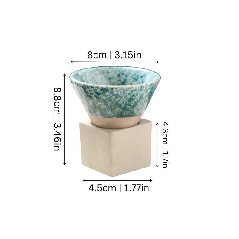 Coffee Cup Set Ceramic Dishwasher-Safe Set of 2 With Holder