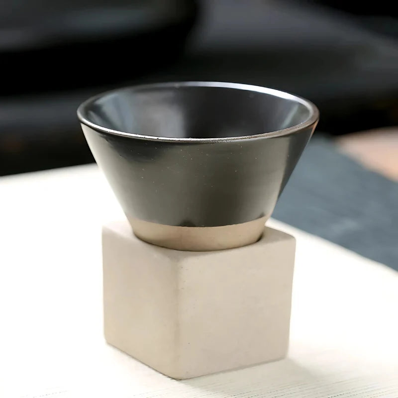 Coffee Cup Set Ceramic Dishwasher-Safe Set of 2 With Holder