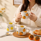Coffee Mug Ceramic Hand-Painted Fruit Dishwasher Safe 300ml