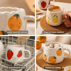 Coffee Mug Ceramic Hand-Painted Fruit Dishwasher Safe 300ml