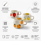 Coffee Mug Ceramic Hand-Painted Fruit Dishwasher Safe 300ml