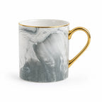 Coffee Mug Marble-Effect Ceramic Gold-Tone Handle