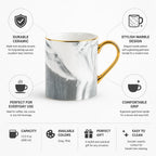 Coffee Mug Marble-Effect Ceramic Gold-Tone Handle