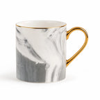 Coffee Mug Marble-Effect Ceramic Gold-Tone Handle