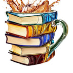 Coffee Mug Stacked Books Design Resin 11 Oz