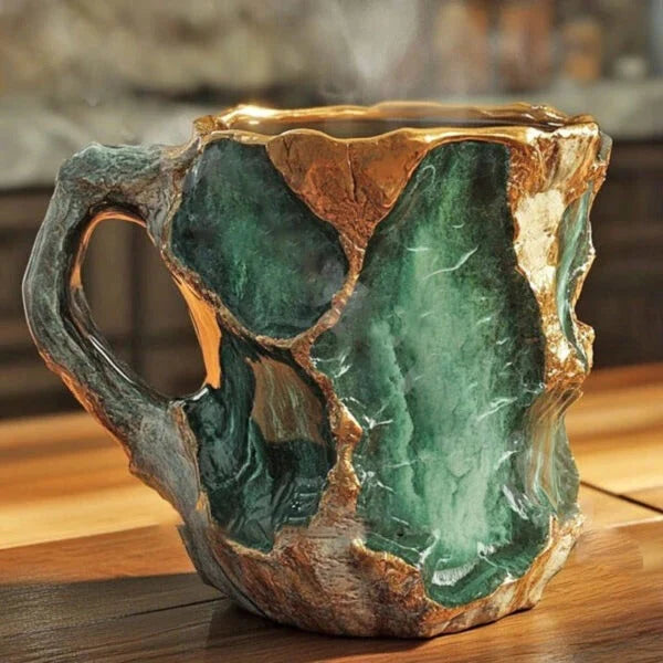 Coffee Mug Transparent Raised Mineral Texture 10.14 Oz