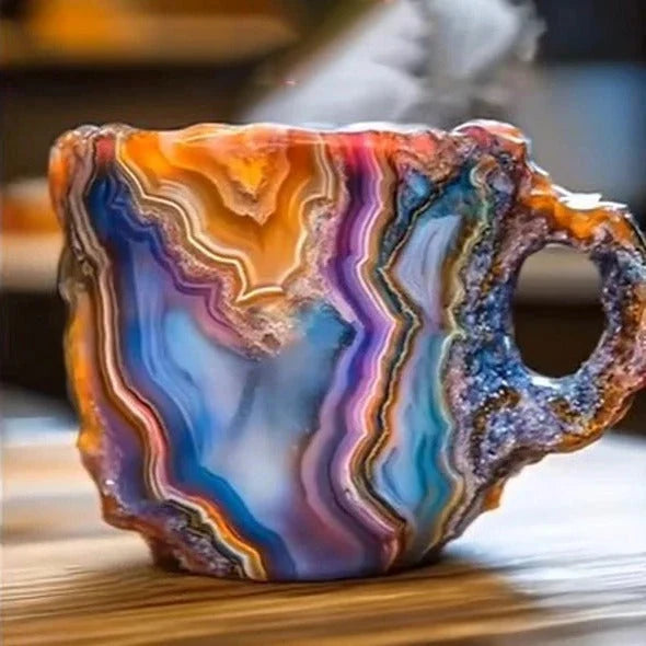 Coffee Mug Transparent Raised Mineral Texture 10.14 Oz