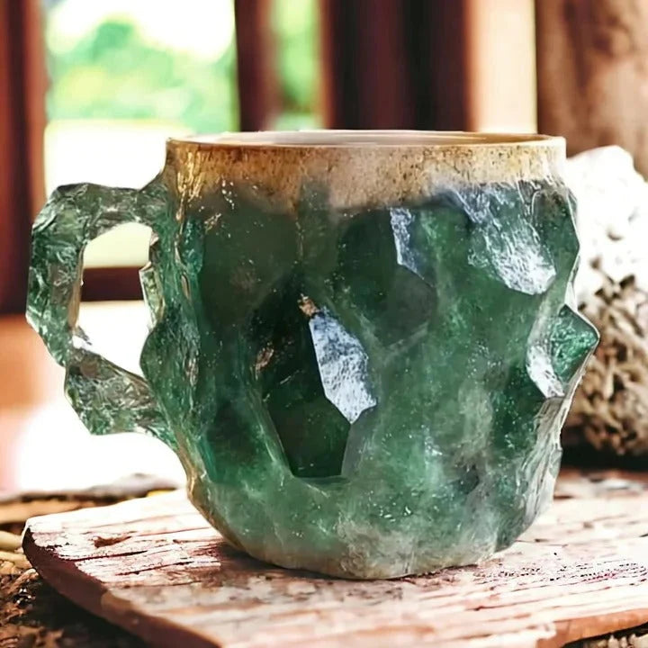Coffee Mug Transparent Raised Mineral Texture 10.14 Oz