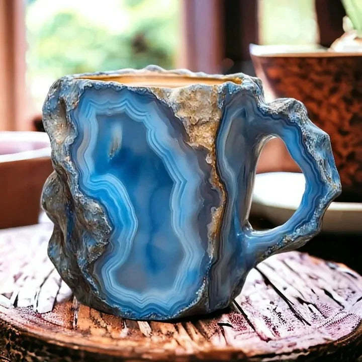 Coffee Mug Transparent Raised Mineral Texture 10.14 Oz
