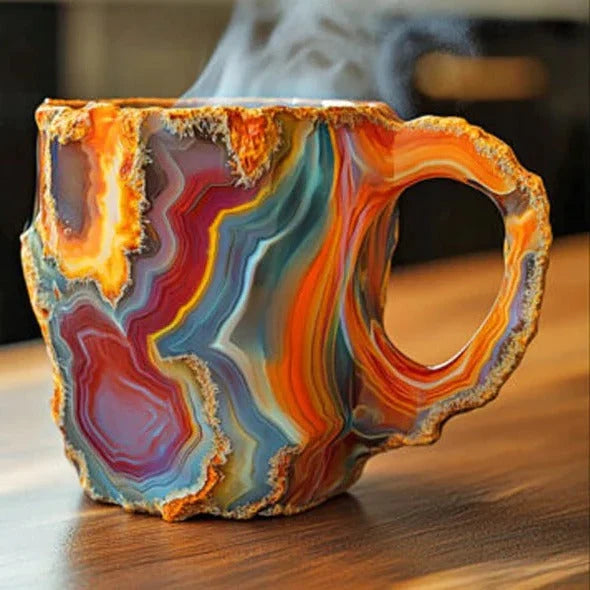 Coffee Mug Transparent Raised Mineral Texture 10.14 Oz