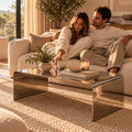 Coffee Table Stainless Steel Waterfall Design Mirror-Polished Chrome