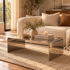 Coffee Table Stainless Steel Waterfall Design Mirror-Polished Chrome