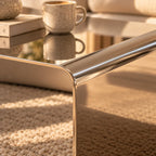 Coffee Table Stainless Steel Waterfall Design Mirror-Polished Chrome