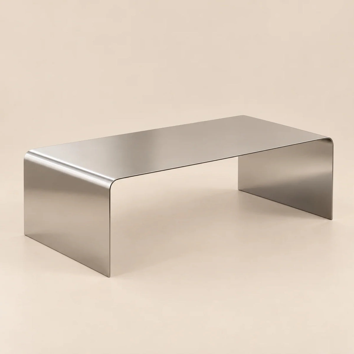 Coffee Table Stainless Steel Waterfall Design Mirror-Polished Chrome
