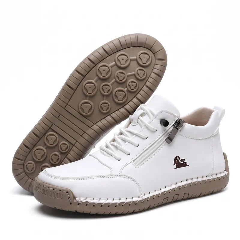Comfort Sneakers Side Zip Wide Toe Box Elastic Laces