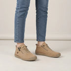 Comfort Sneakers Side Zip Wide Toe Box Elastic Laces
