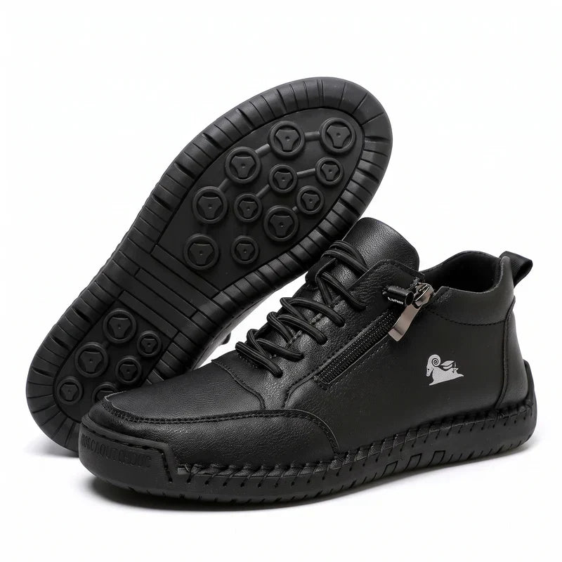 Comfort Sneakers Side Zip Wide Toe Box Elastic Laces
