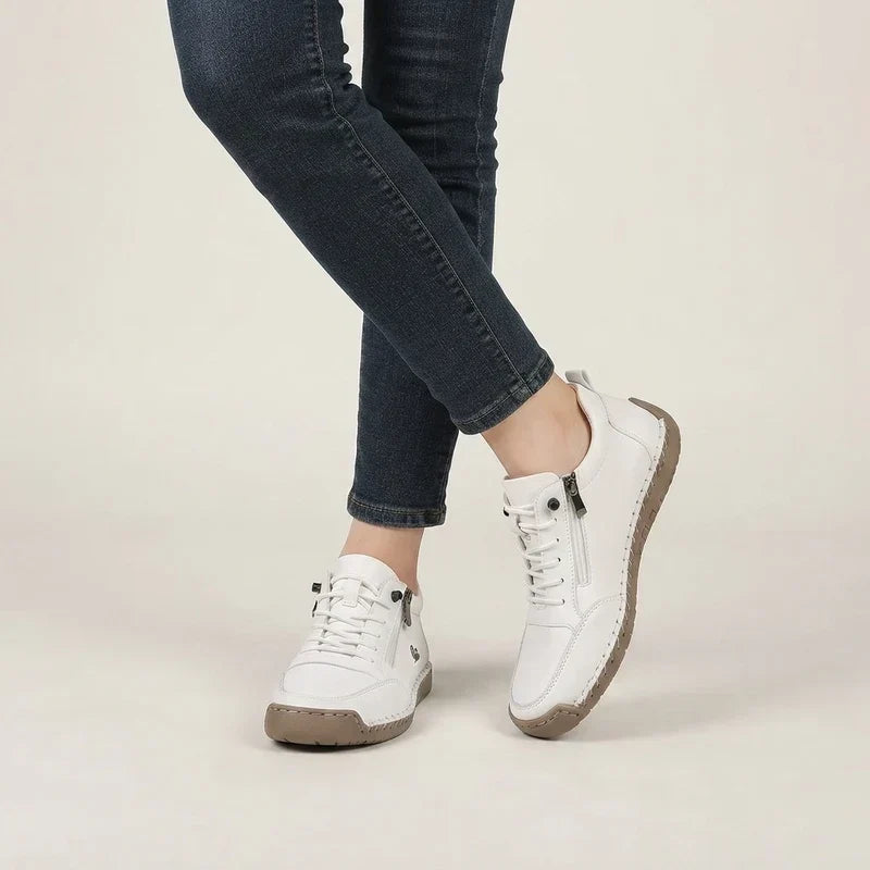 Comfort Sneakers Side Zip Wide Toe Box Elastic Laces