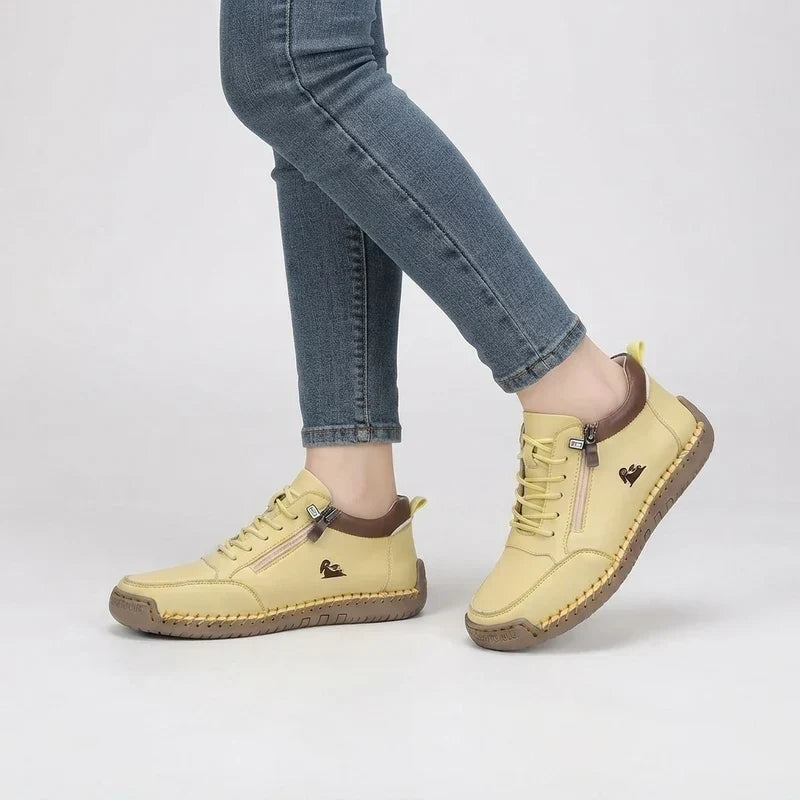 Comfort Sneakers Side Zip Wide Toe Box Elastic Laces