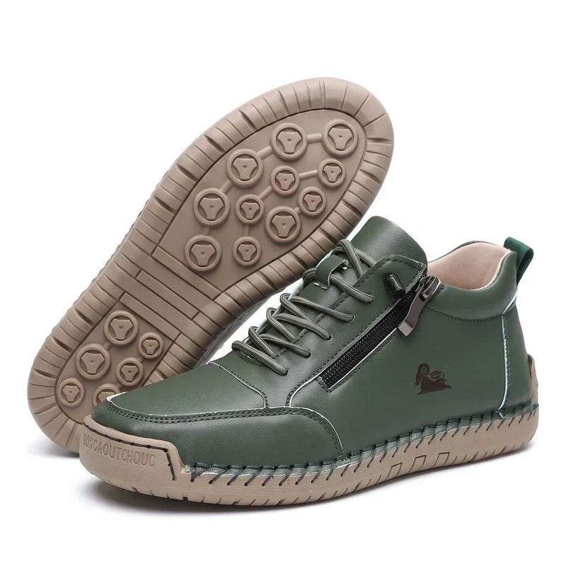 Comfort Sneakers Side Zip Wide Toe Box Elastic Laces
