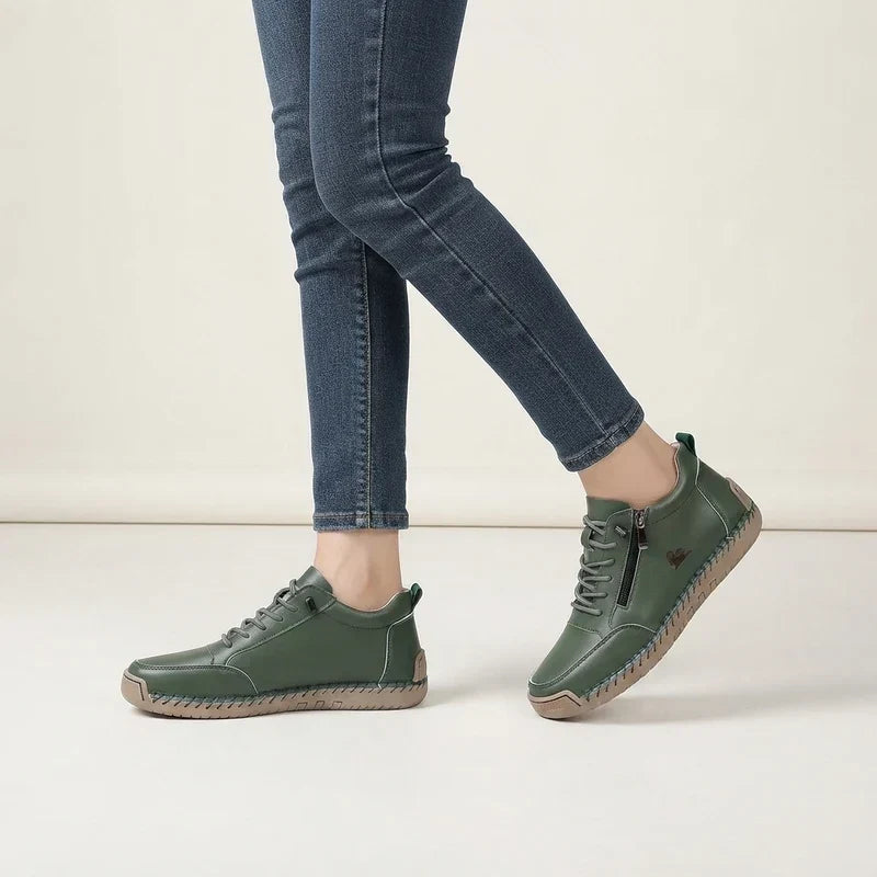 Comfort Sneakers Side Zip Wide Toe Box Elastic Laces